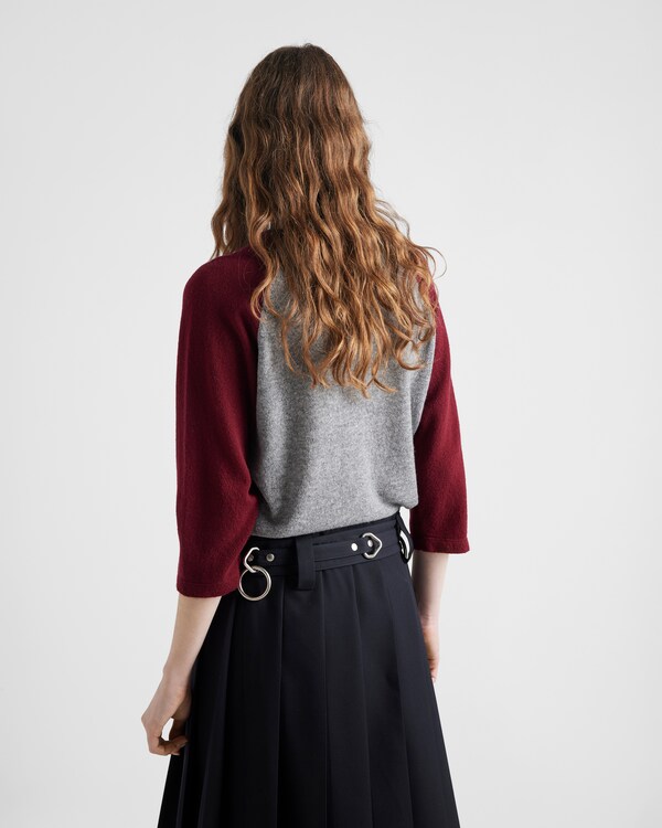 Cashmere crew-neck sweater - Amaranth/Grey Cashmere crew-neck sweater - Amaranth/Grey