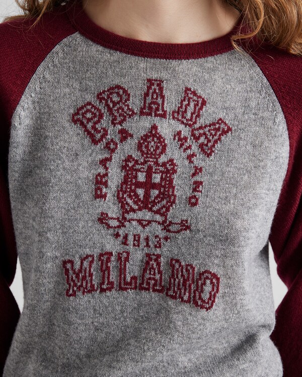 Cashmere crew-neck sweater - Amaranth/Grey Cashmere crew-neck sweater - Amaranth/Grey