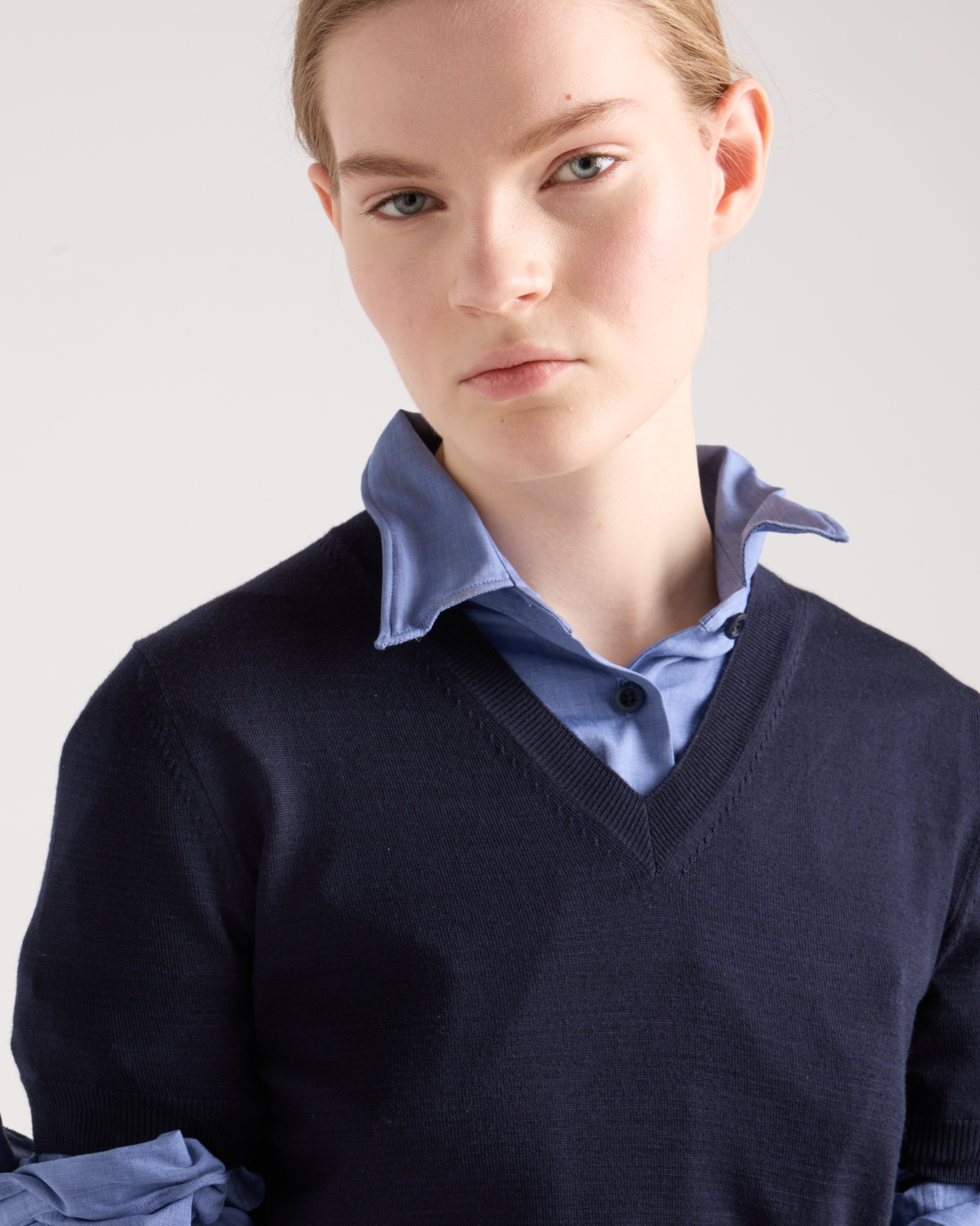 Navy V-neck wool sweater | PRADA