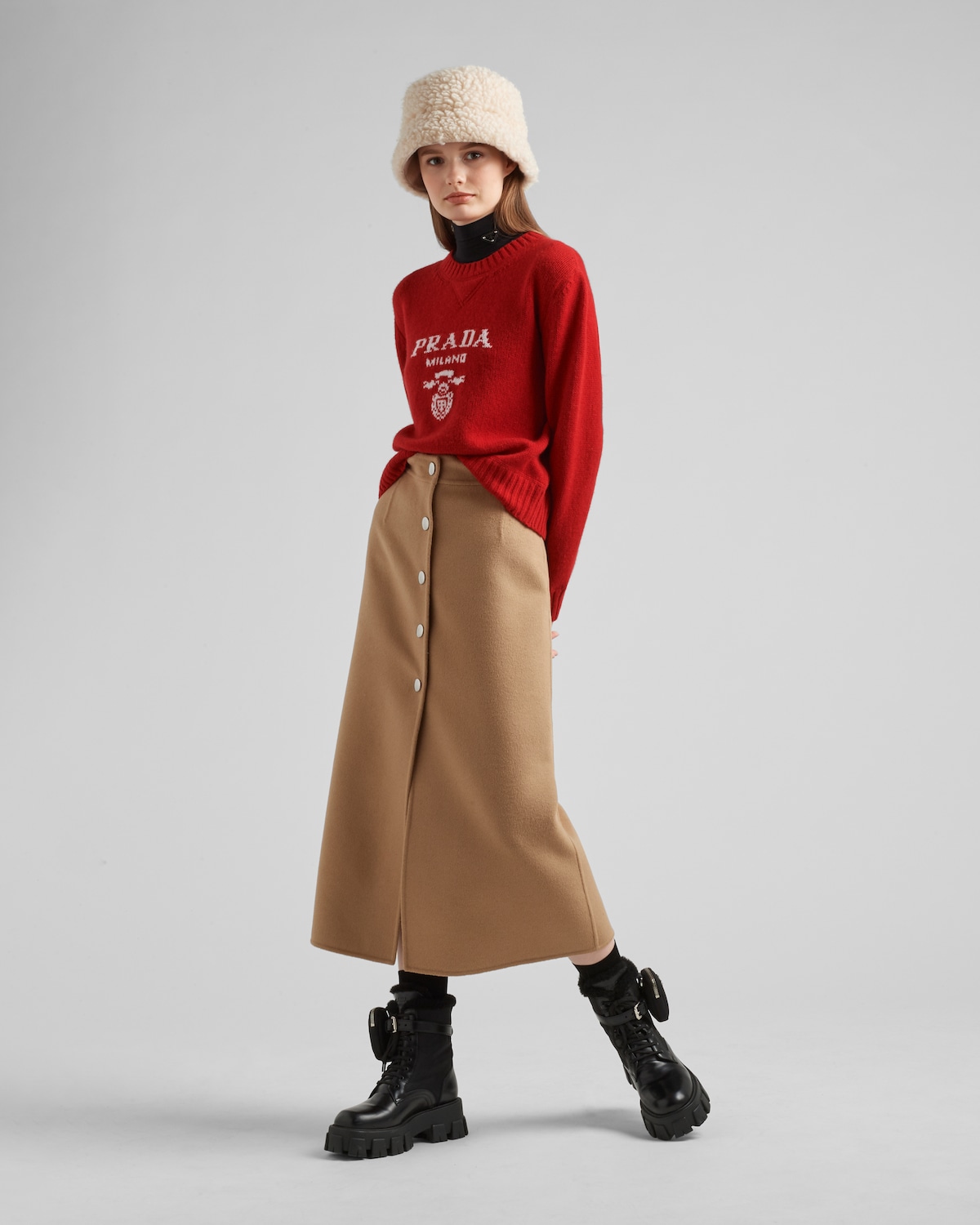 Prada 25 Sweatshirt Gray mix Red Wool Cashmere main image 0