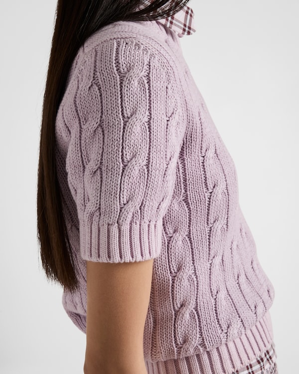 Cotton crew-neck sweater - Mauve Cotton crew-neck sweater - Mauve