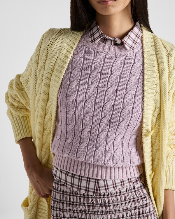 Cotton crew-neck sweater - Mauve Cotton crew-neck sweater - Mauve