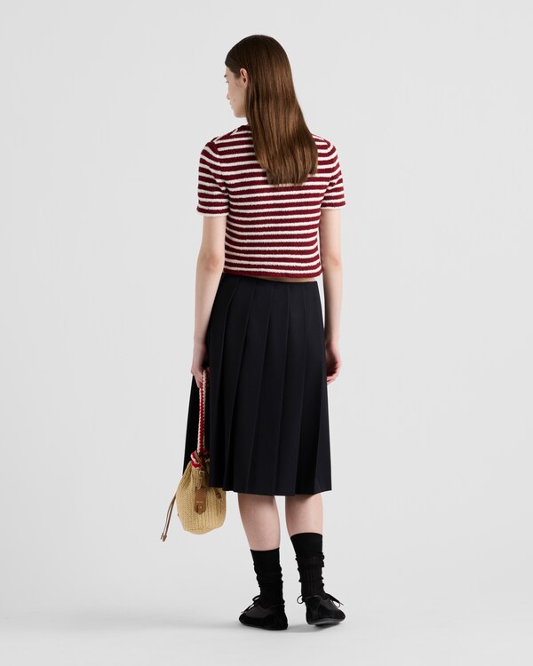 棉质圈圈呢圆领毛衣 - 紫红色/自然色 棉质圈圈呢圆领毛衣 - 紫红色/自然色