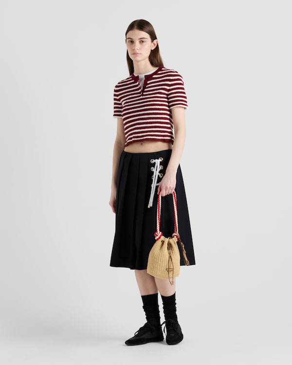 棉质圈圈呢圆领毛衣 - 紫红色/自然色 棉质圈圈呢圆领毛衣 - 紫红色/自然色