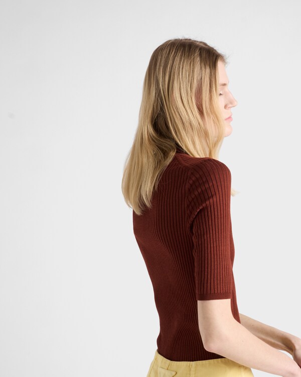 棉质Polo毛衣 - 铁红色 棉质Polo毛衣 - 铁红色