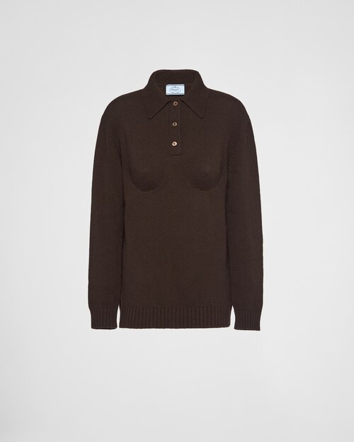 Women's cashmere polo shirts clearance