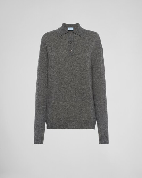 Slate Gray Cashmere polo shirt | Prada