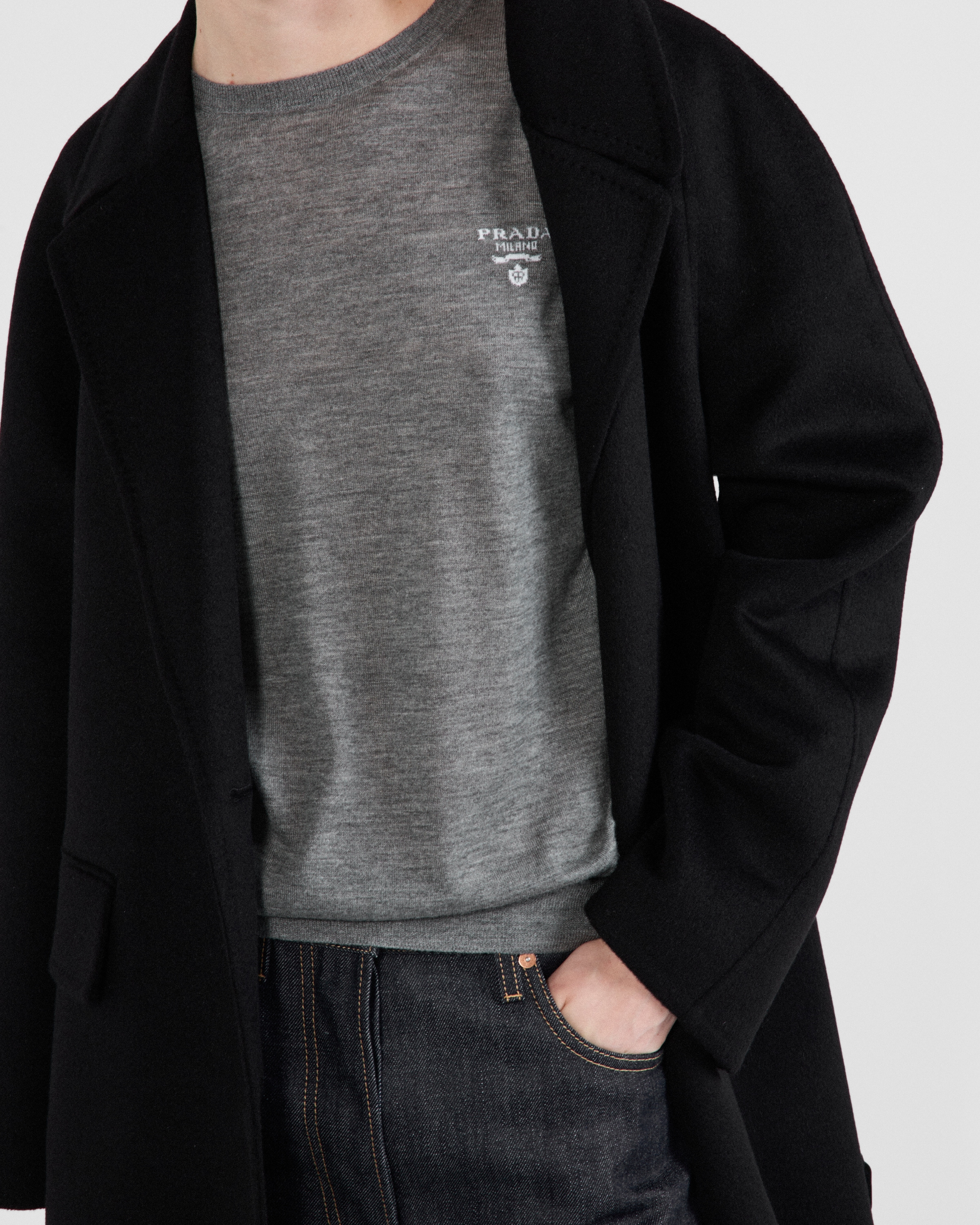 Prada Cashmere Crew-neck Sweater In Slate Gray
