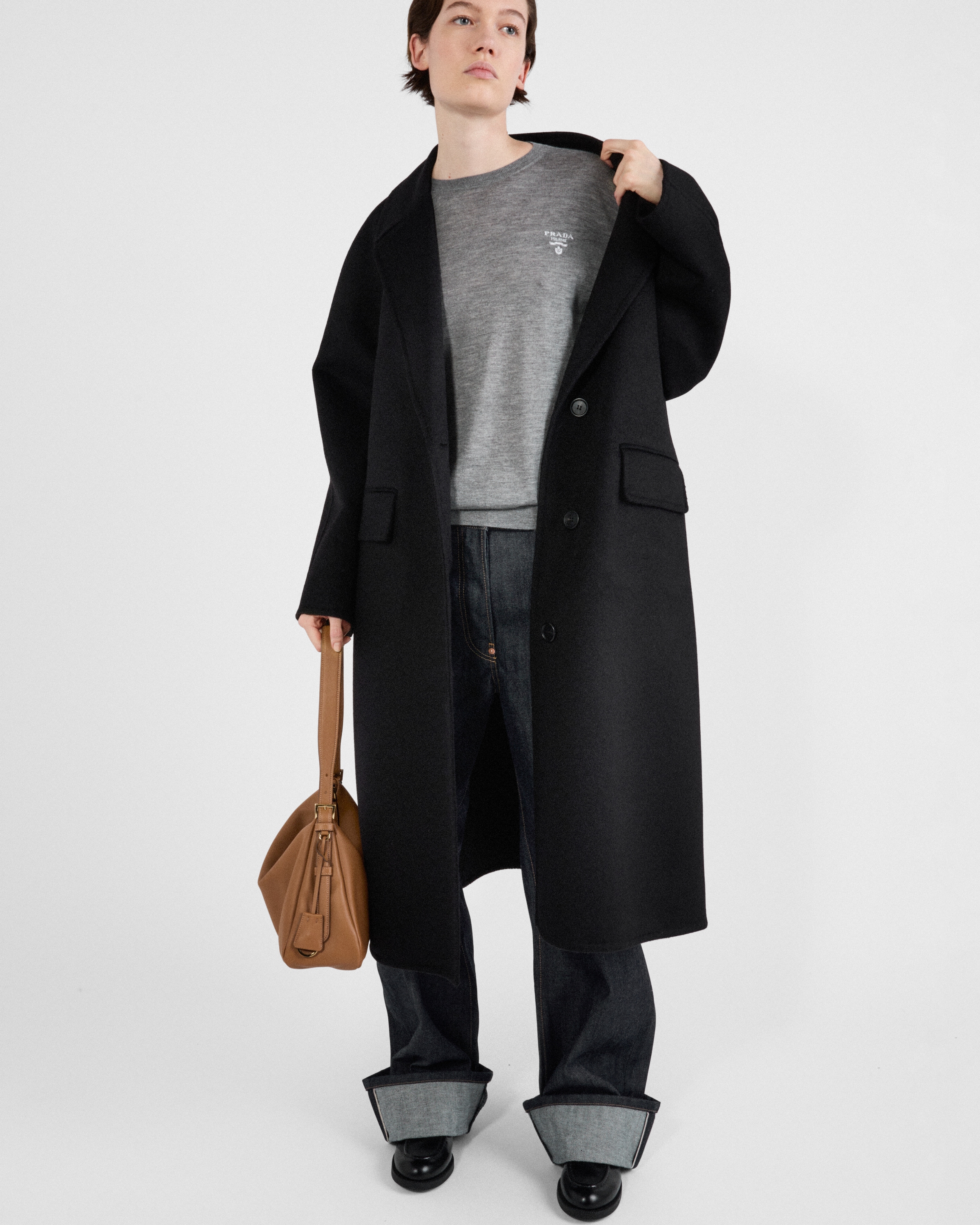 Prada Cashmere Crew-neck Sweater In Slate Gray