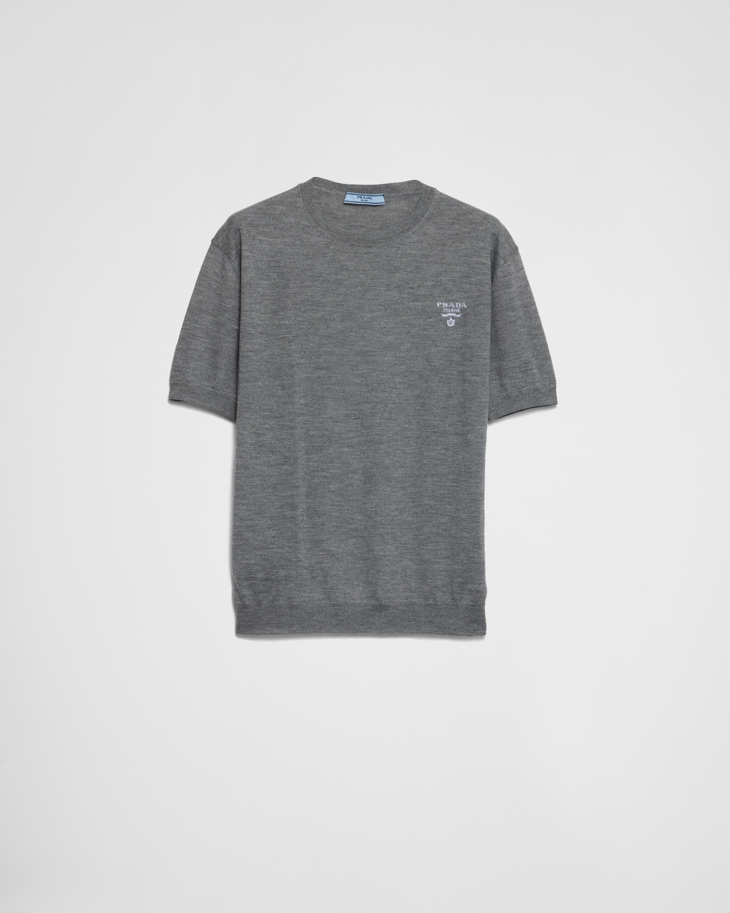 Prada Cashmere Crew-neck Sweater In Slate Gray