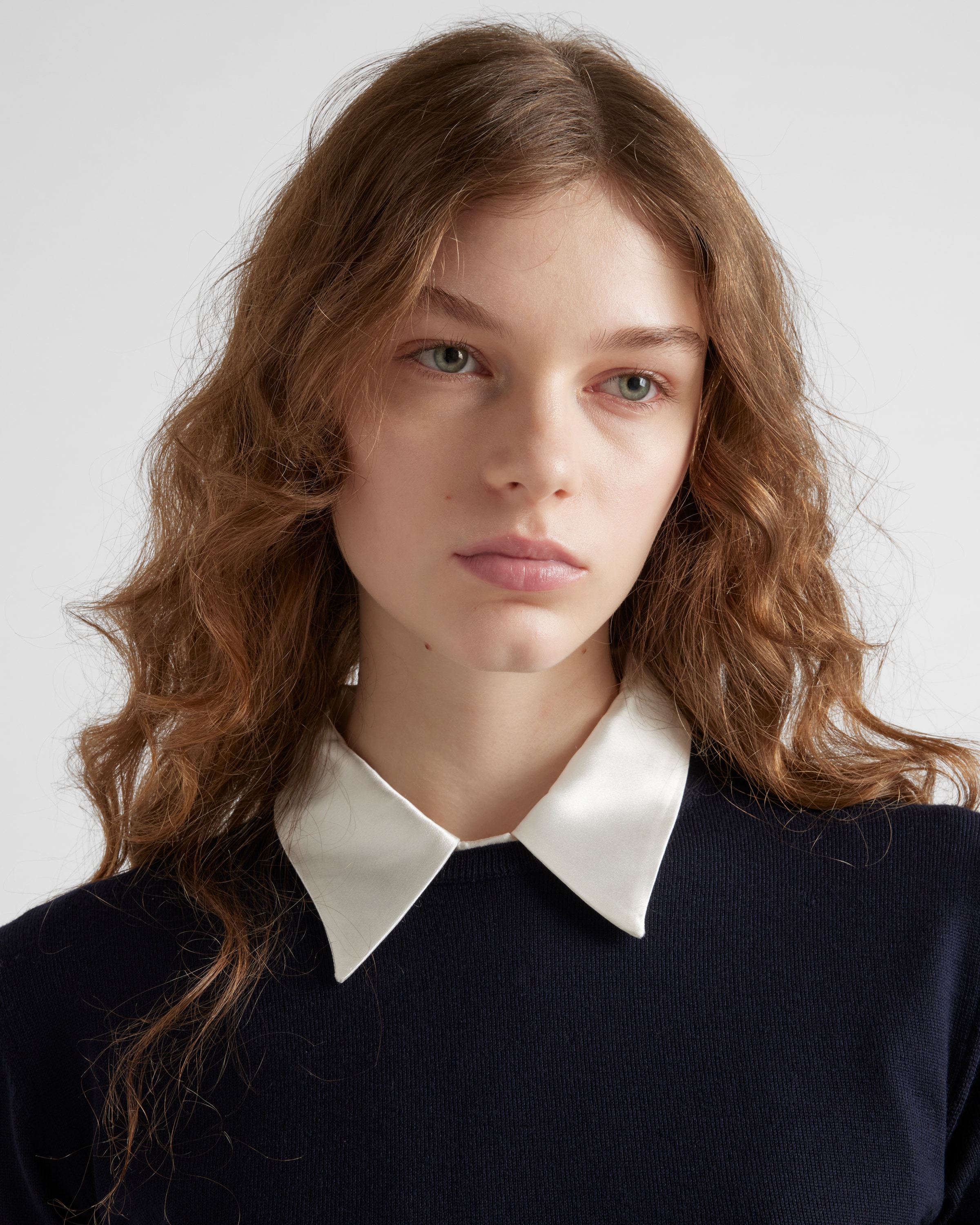 Prada Cut-out Logo Sweater In Navy