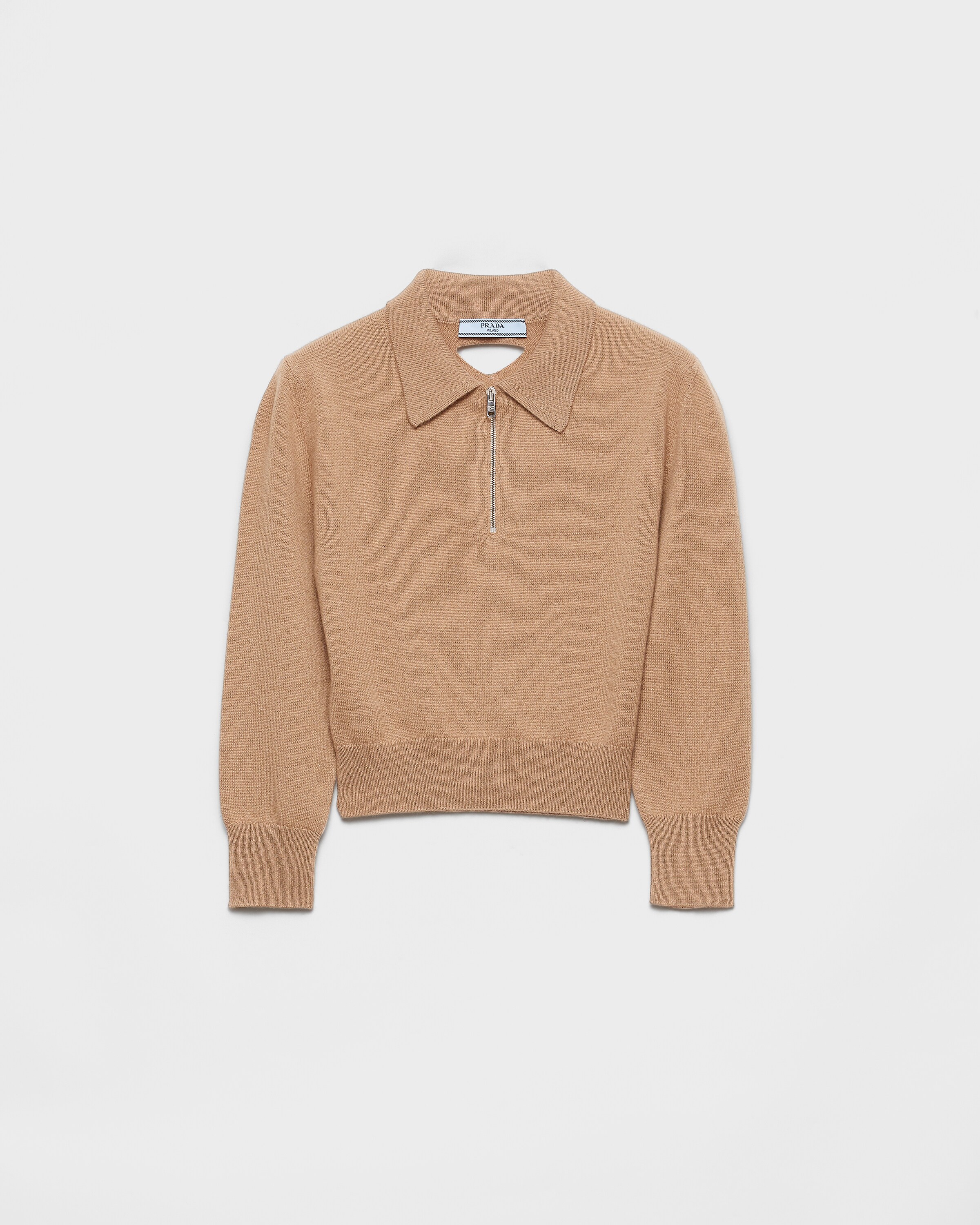 Prada Pull Polo En Cachemire, Femme, Marron Camel, Taille 40