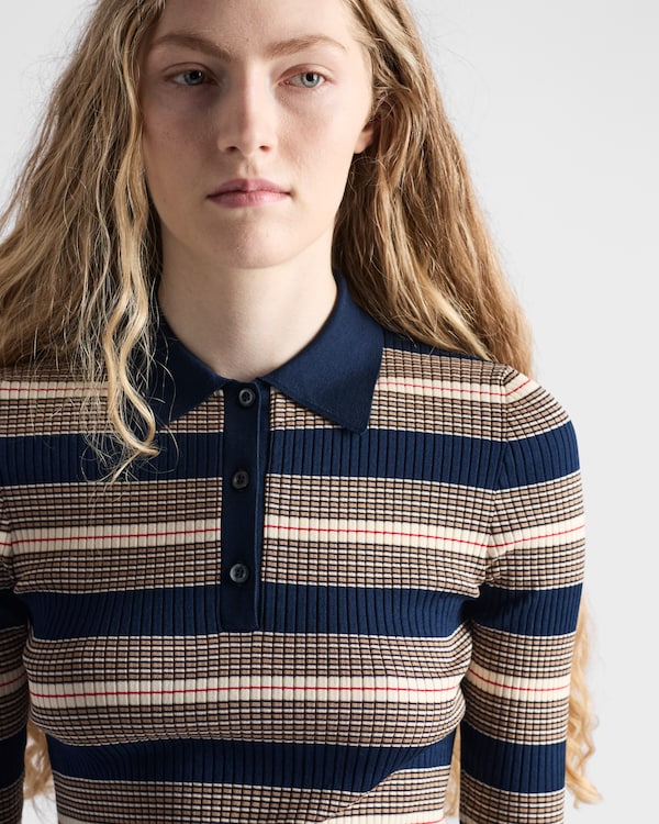 Striped cotton polo shirt - Navy Striped cotton polo shirt - Navy