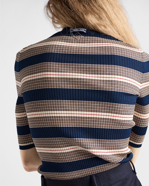 Striped cotton polo shirt - Navy Striped cotton polo shirt - Navy