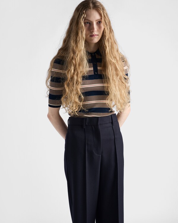 Striped cotton polo shirt - Navy Striped cotton polo shirt - Navy