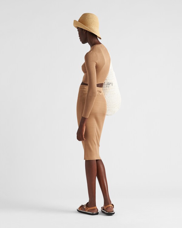 Cropped silk sweater with logo Cropped silk sweater with logo