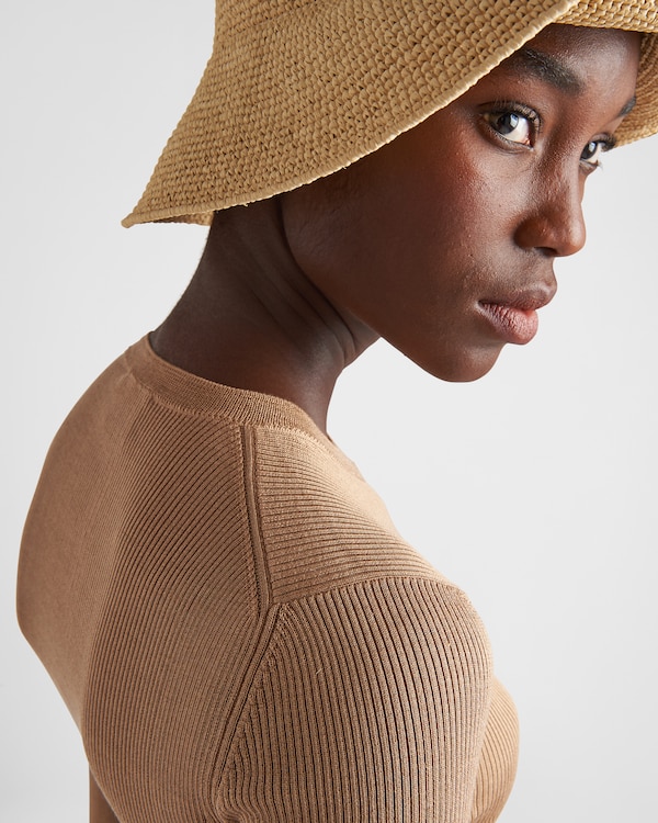 Cropped silk sweater with logo Cropped silk sweater with logo