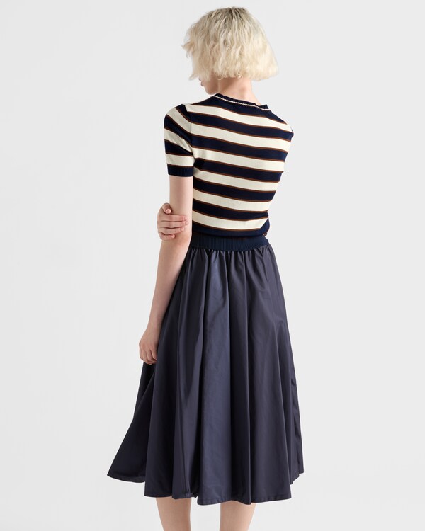 Striped crew-neck cotton sweater - Navy Blue/Natural Striped crew-neck cotton sweater - Navy Blue/Natural