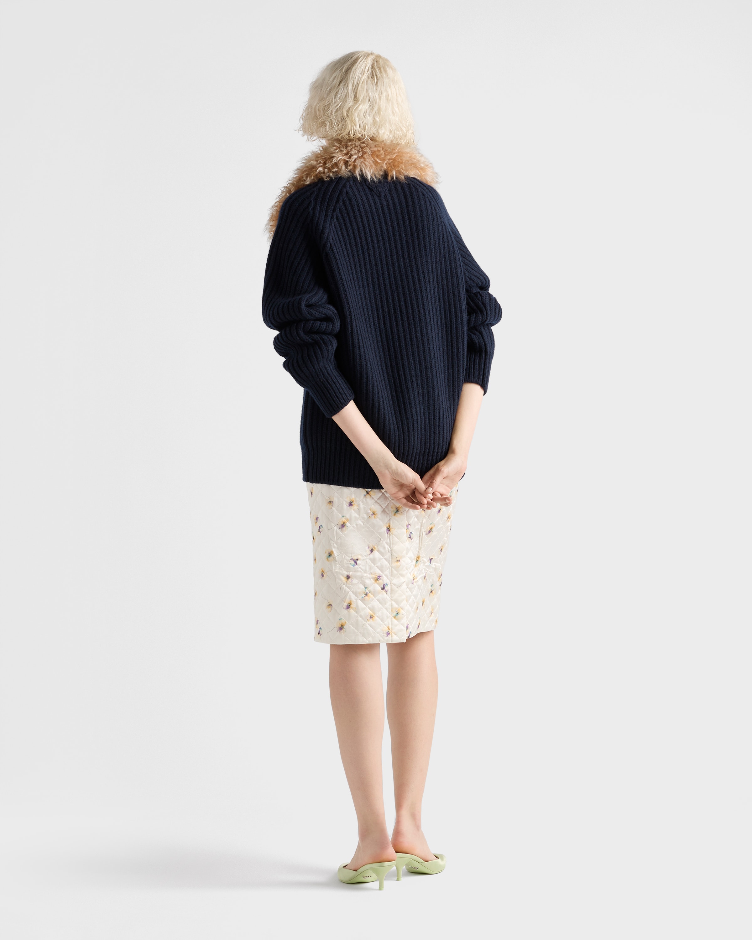 Navy Wool and cashmere crew-neck sweater | PRADA