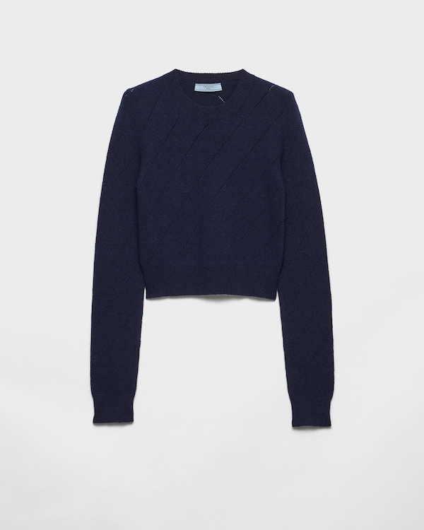 トップス PRADA NAVY WOOL V-NECK SWEATER Navy V-neck wool sweater | PRADA