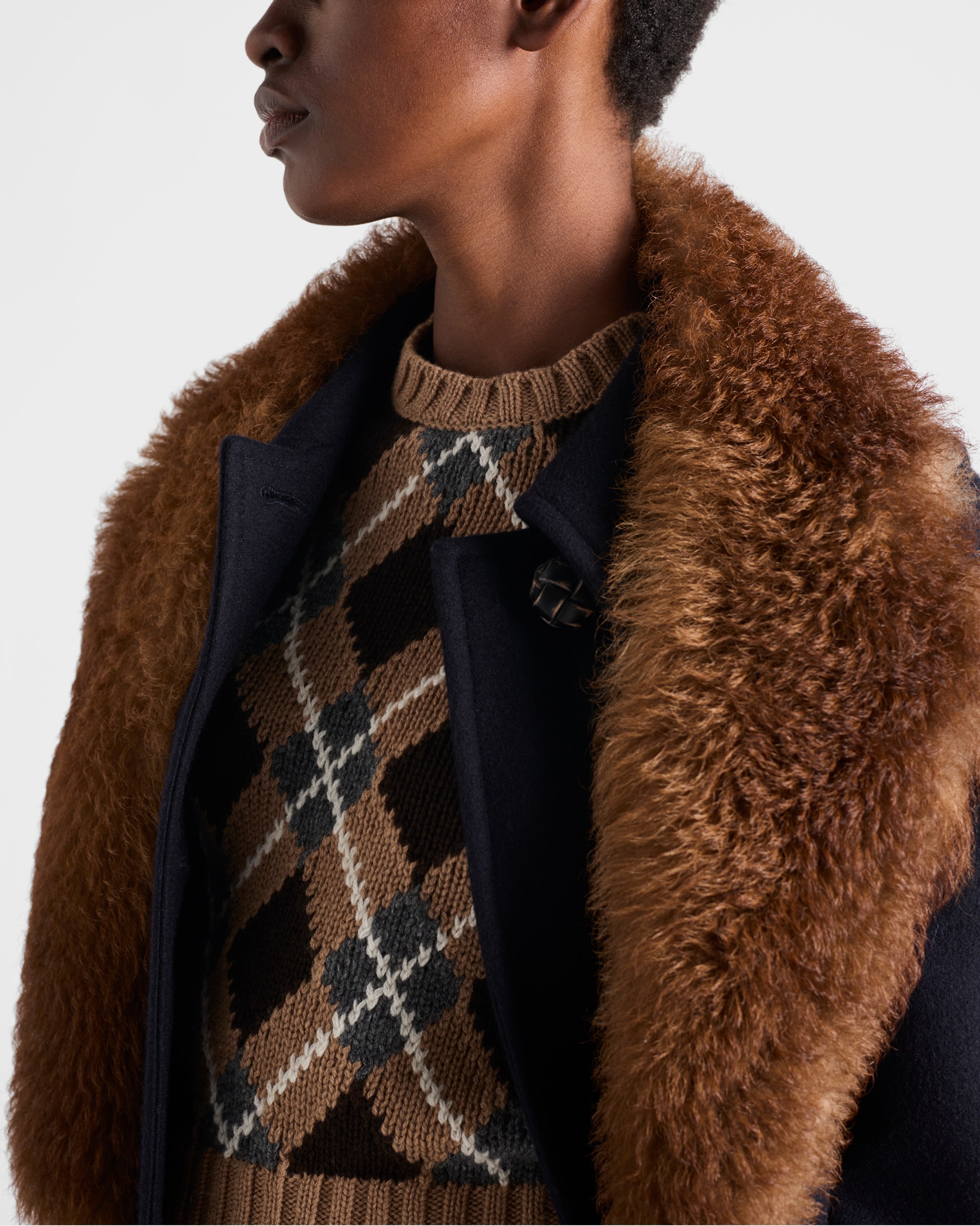 Prada Cashmere Sweater With Geometric Pattern In Neutral