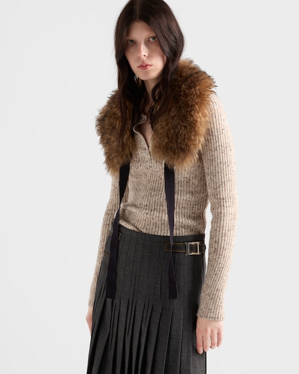 Wool and linen polo sweater - Natural Wool and linen polo sweater - Natural