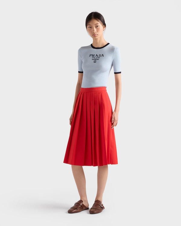 Striped silk crew-neck sweater - Baby Blue/White Striped silk crew-neck sweater - Baby Blue/White