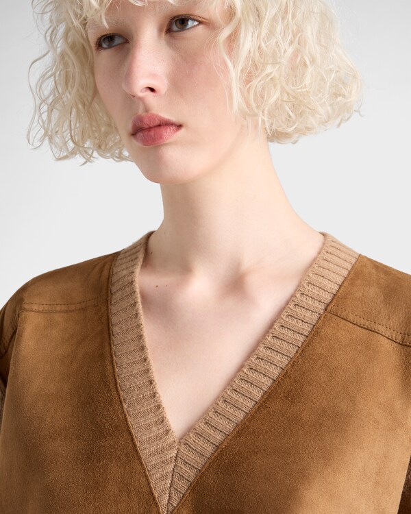 Cashmere, wool and suede sweater Cashmere, wool and suede sweater