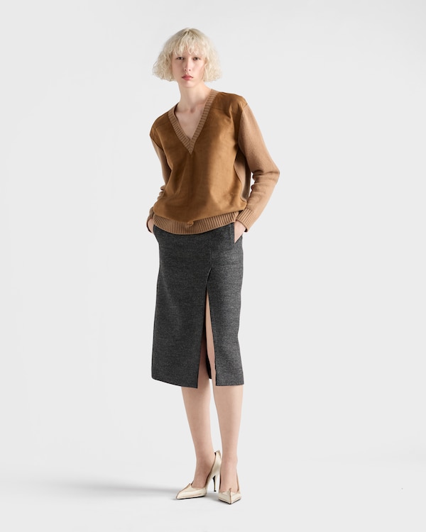 Cashmere, wool and suede sweater Cashmere, wool and suede sweater