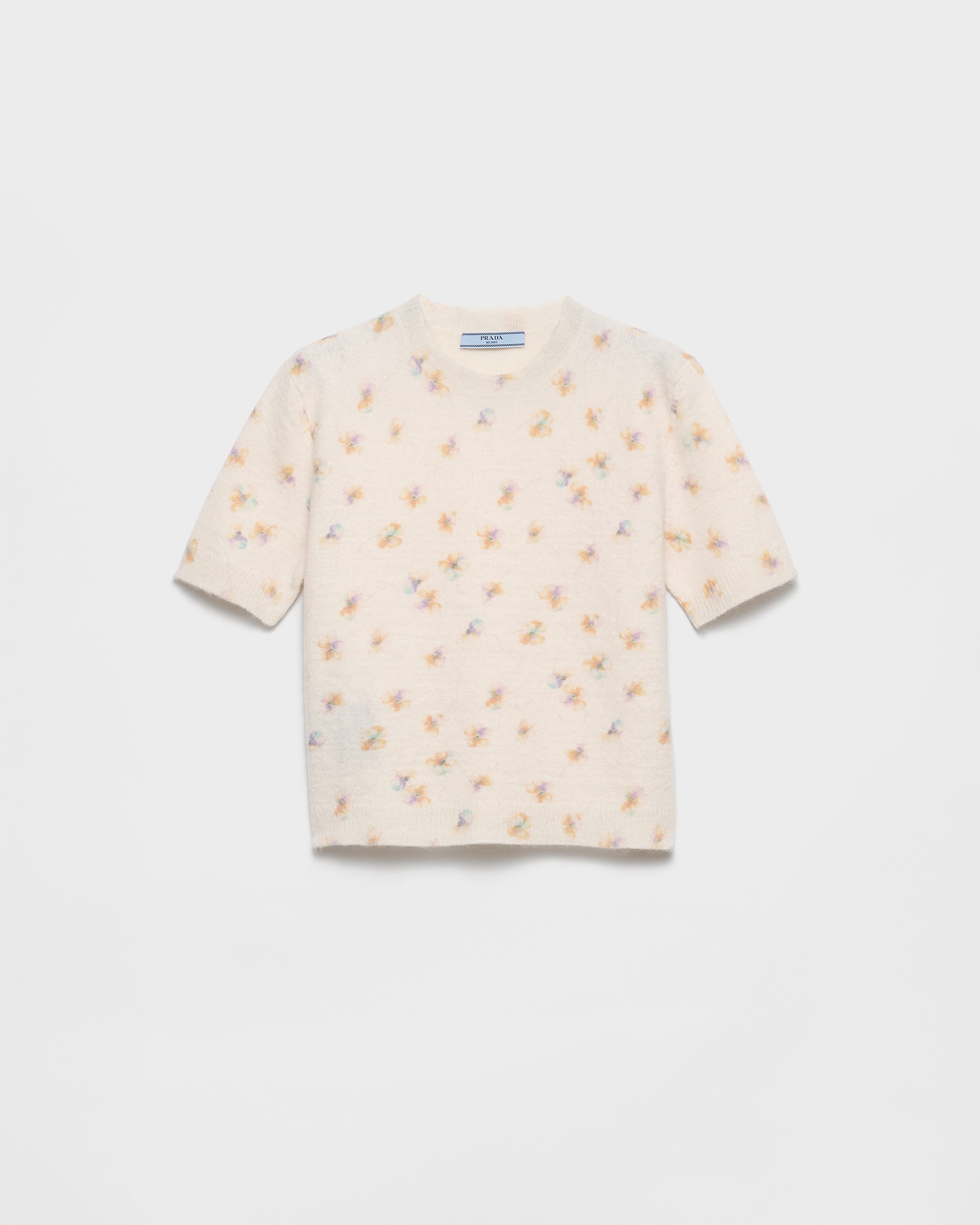 Floral print wool crew-neck sweater