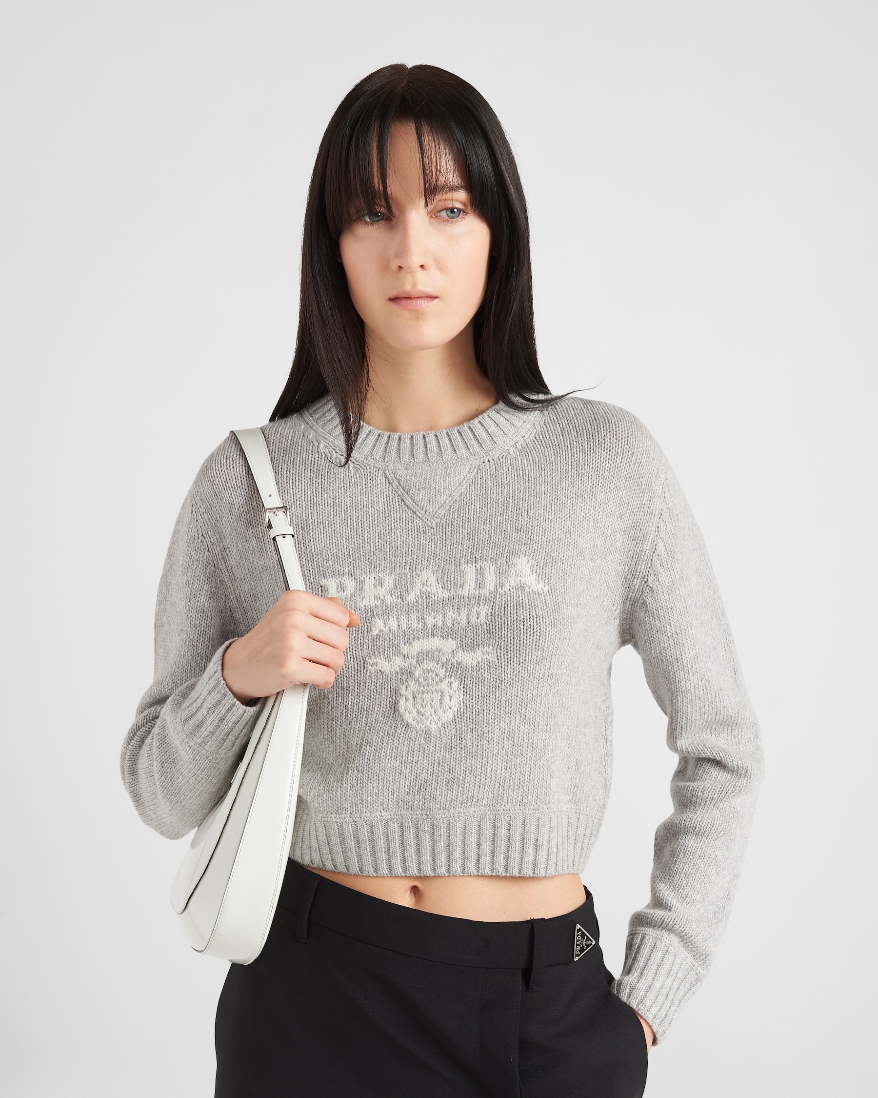 Prada Milano Argyle Luxe Knit V-Neck Sweater – Grey & Navy (S–L) main image 1