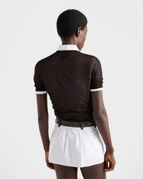 Pull à col rond en cachemire et soie - Marron Foncé Pull à col rond en cachemire et soie - Marron Foncé