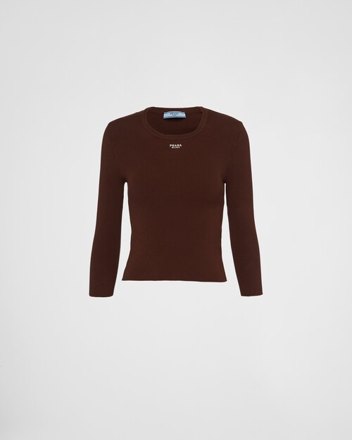 Prada Cotton sweater with embroidered logo 1