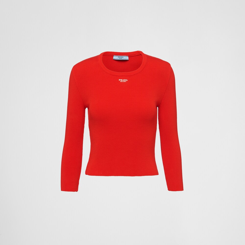 Prada Cotton sweater with embroidered logo 1