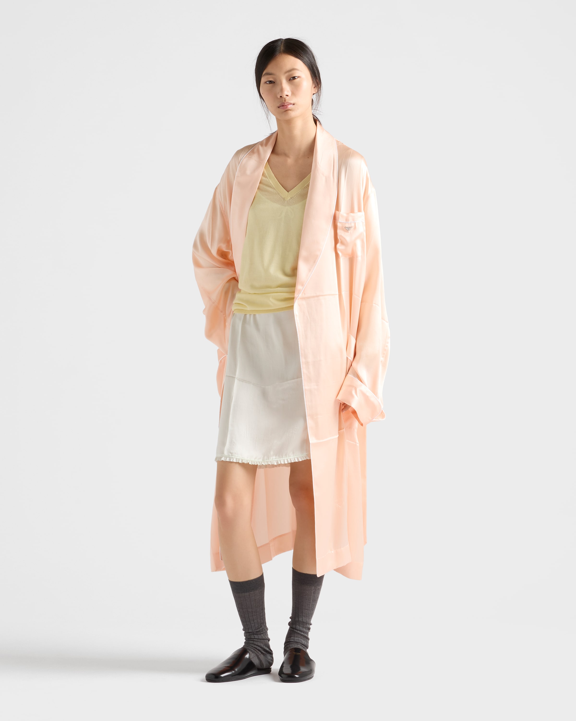 Cream Cashmere and silk V-neck sweater | PRADA - United States
