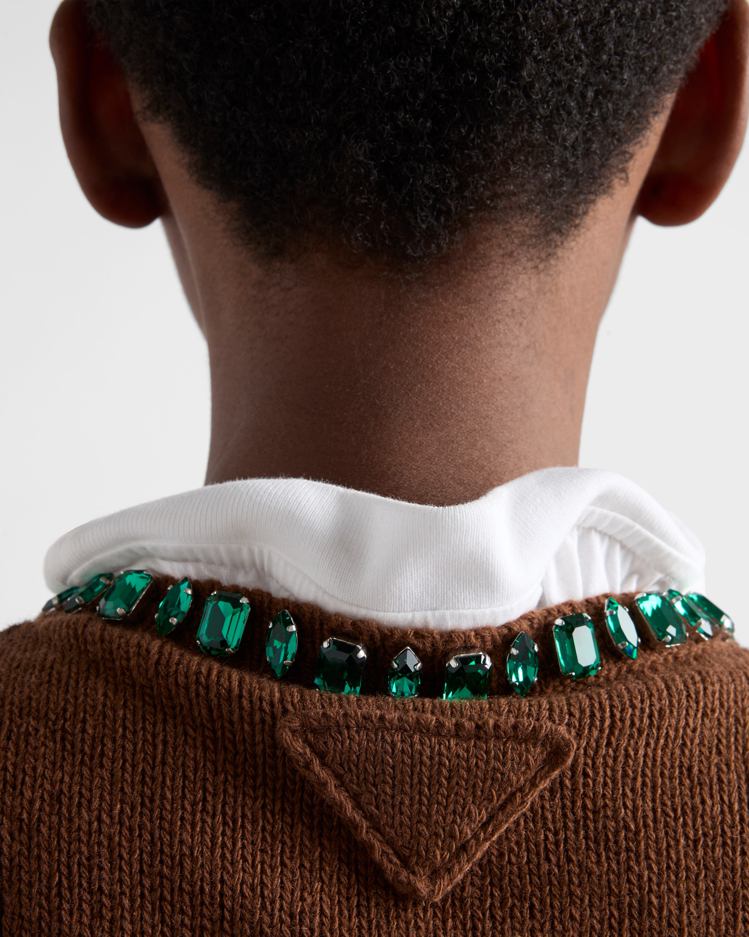 PRADA ウールxカシミヤ クルーネック セーター ブラウン ウールxカシミヤ クルーネック セーター | PRADA