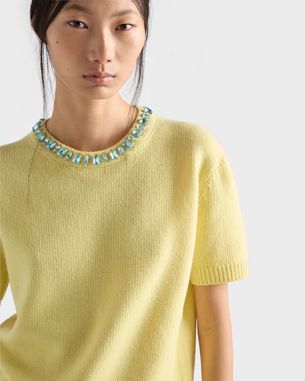 Wool and cashmere crew-neck sweater - Lemon Yellow Wool and cashmere crew-neck sweater - Lemon Yellow