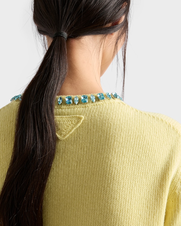 Wool and cashmere crew-neck sweater - Lemon Yellow Wool and cashmere crew-neck sweater - Lemon Yellow