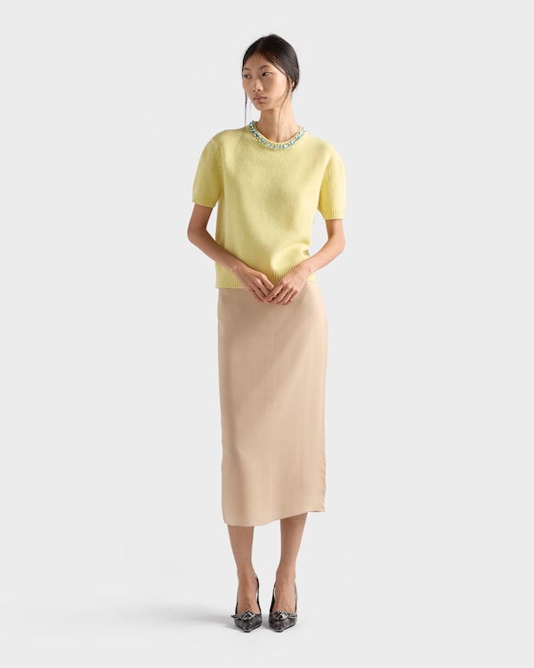 Wool and cashmere crew-neck sweater - Lemon Yellow Wool and cashmere crew-neck sweater - Lemon Yellow