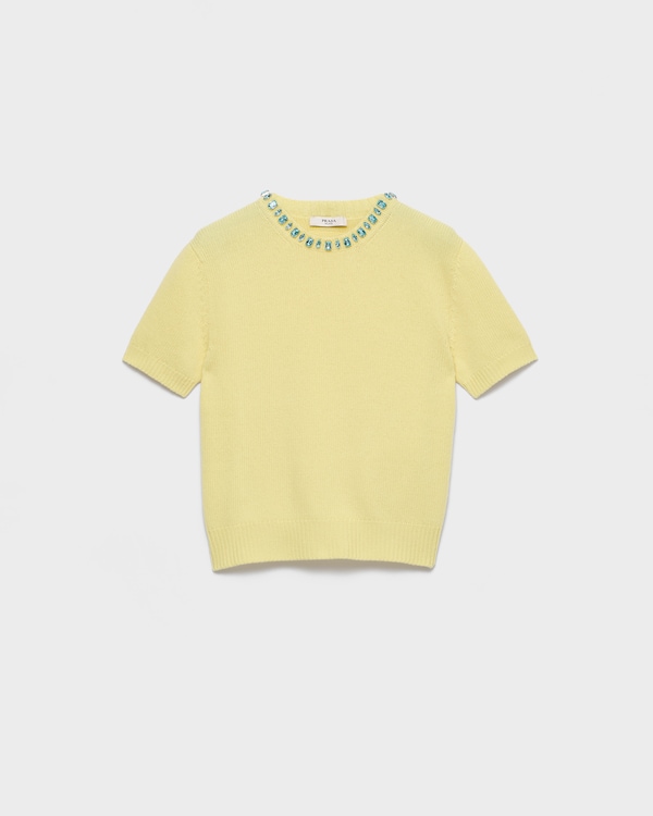 Wool and cashmere crew-neck sweater - Lemon Yellow Wool and cashmere crew-neck sweater - Lemon Yellow