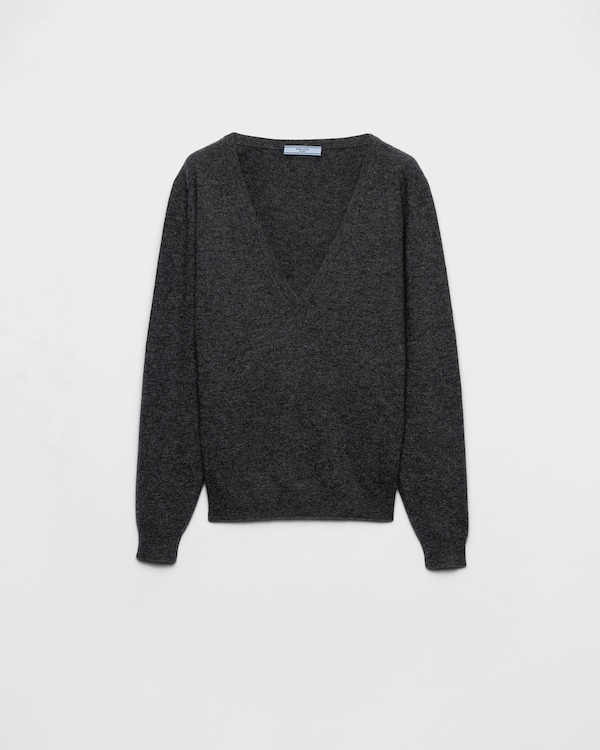 Navy V-neck wool sweater | PRADA