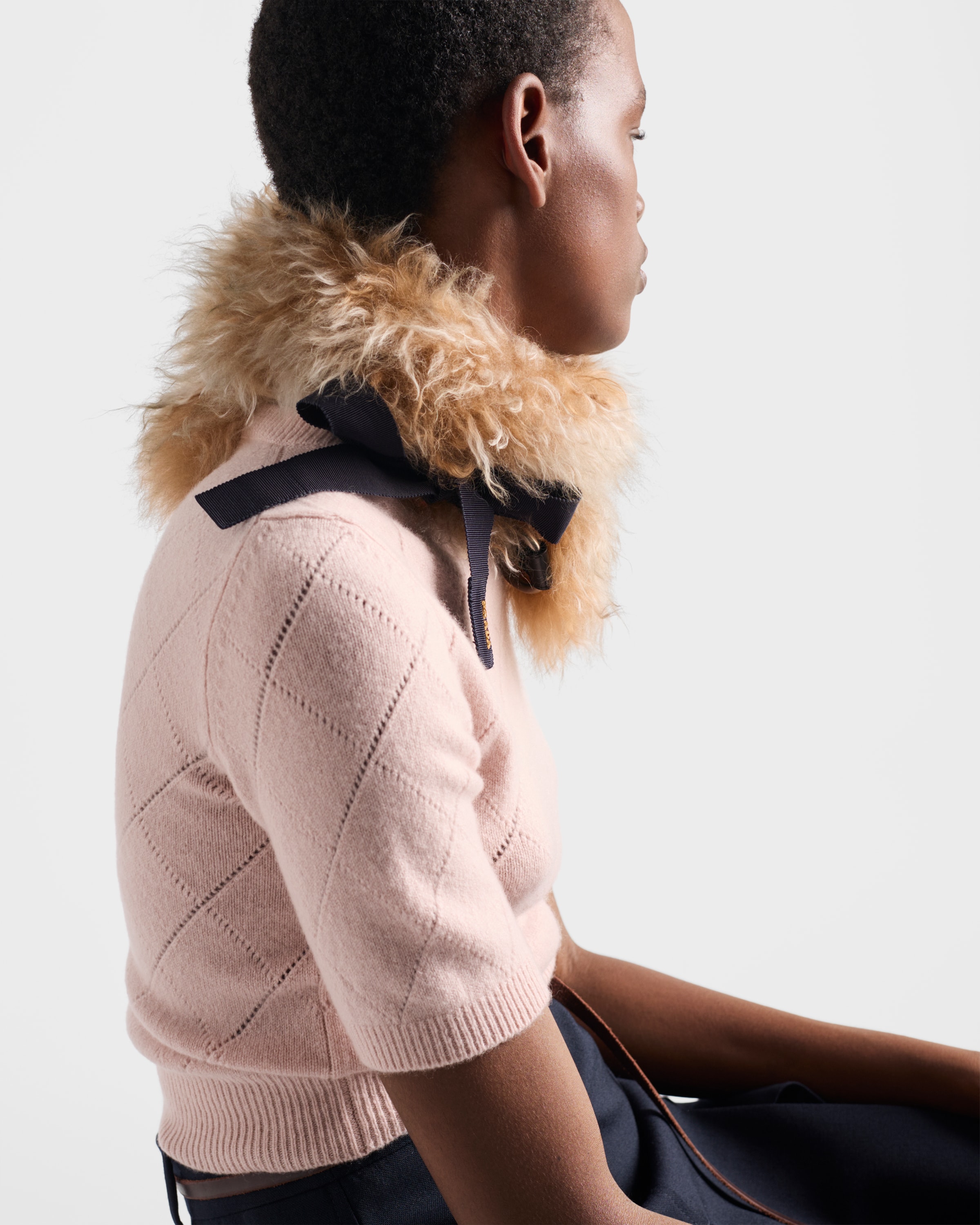 【FROM JAPAN】PRADA カシミヤ100% 半袖 ニット 40 ピンク カシミヤ 半袖セーター | PRADA