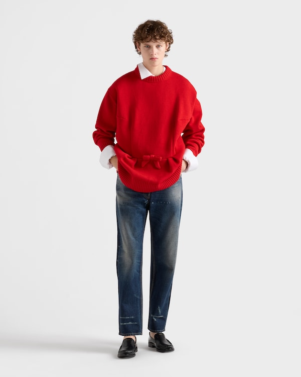 리본 장식 울 가디건 리본 장식 울 가디건