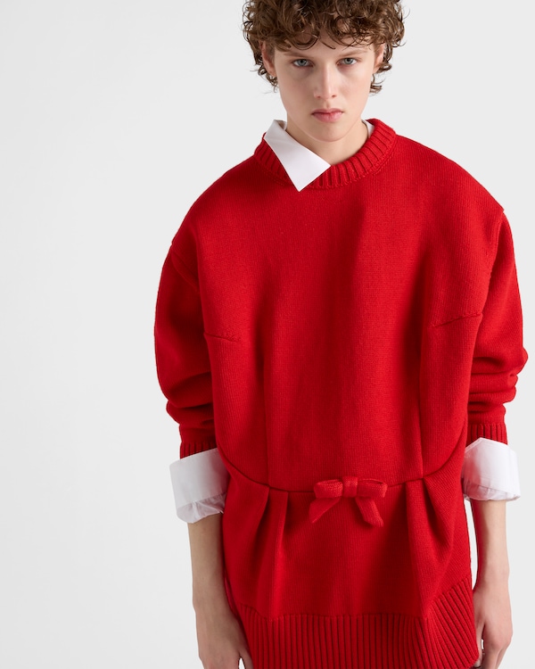 리본 장식 울 가디건 리본 장식 울 가디건