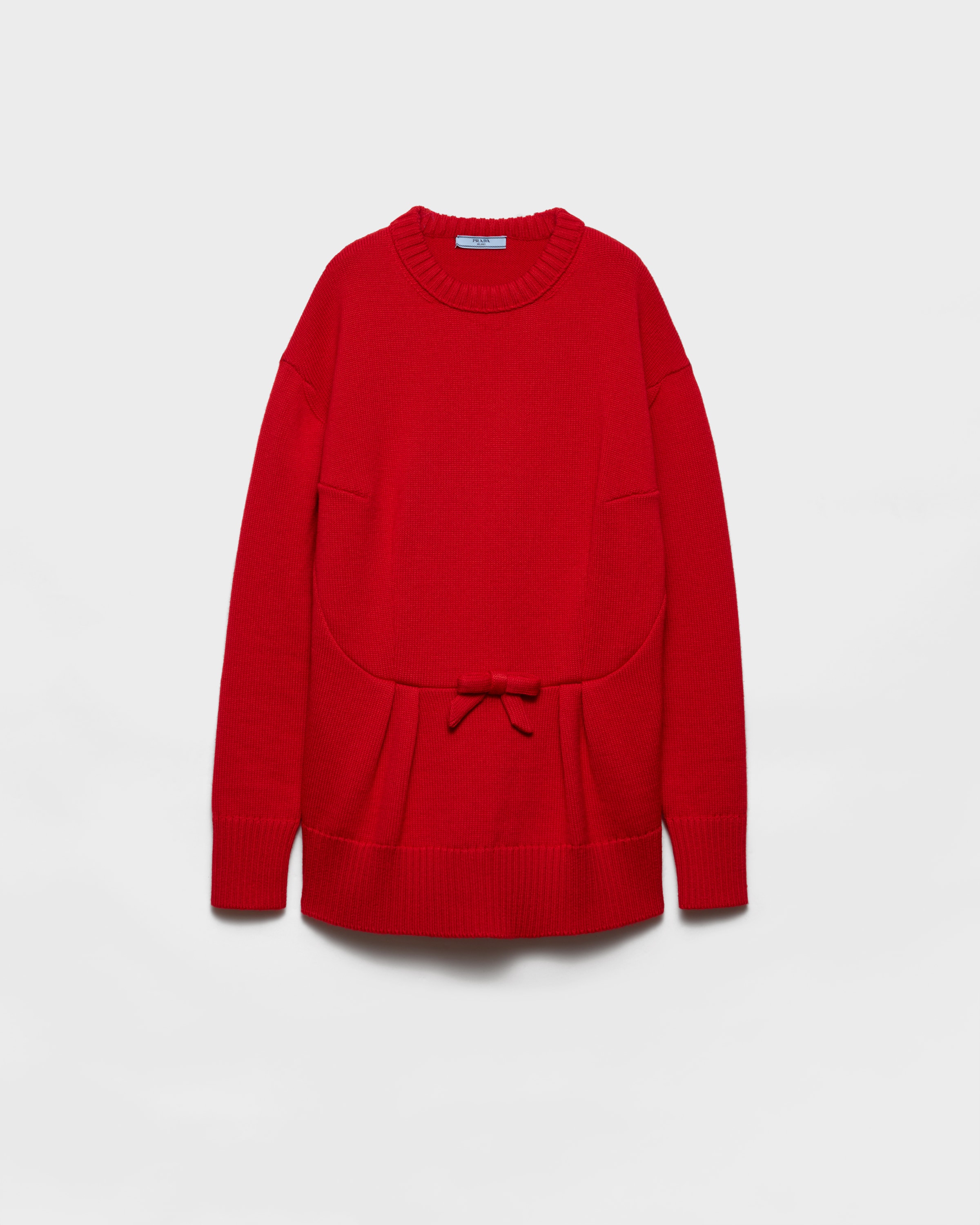 Red Wool cardigan with bow | PRADA - United States