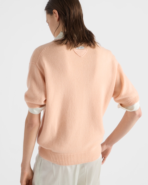 Wool and cashmere crew-neck sweater - Apricot Wool and cashmere crew-neck sweater - Apricot