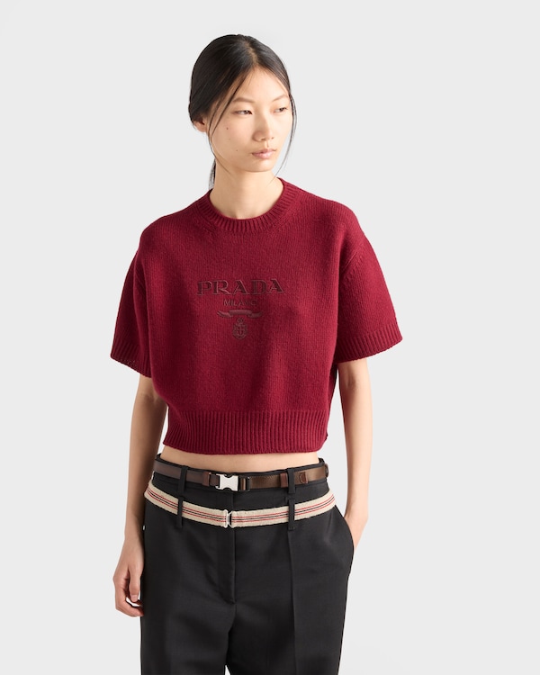 Wool and cashmere crew-neck sweater - Amaranth Red/Maize Yellow Wool and cashmere crew-neck sweater - Amaranth Red/Maize Yellow