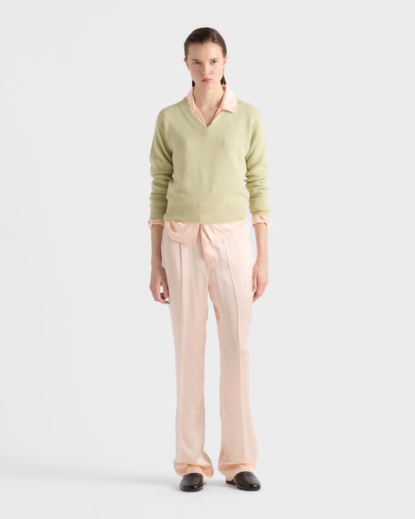 Wool and cashmere V-neck sweater - Powder Blue Wool and cashmere V-neck sweater - Powder Blue