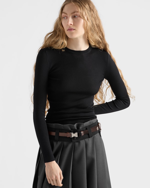 Wool crew-neck sweater - Black Wool crew-neck sweater - Black