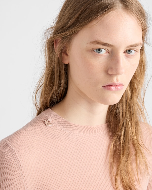 Wool crew-neck sweater - Alabaster Pink Wool crew-neck sweater - Alabaster Pink